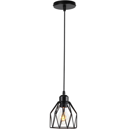 Vintage Black Metal Wire Cage Pendant Light - Decorbites