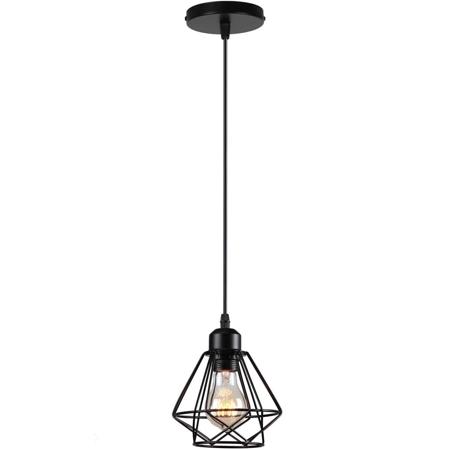 Vintage Black Metal Wire Cage Pendant Light - Decorbites