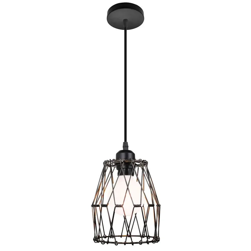 Vintage Black Metal Wire Cage Pendant Light - Decorbites