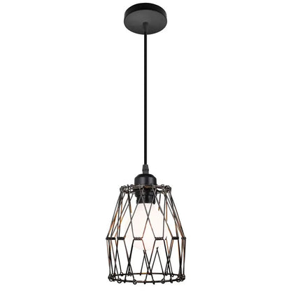 Vintage Black Metal Wire Cage Pendant Light - Decorbites