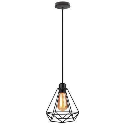 Vintage Black Metal Wire Cage Pendant Light - Decorbites