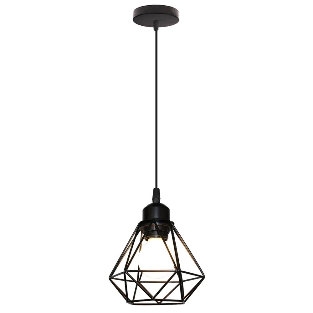 Vintage Black Metal Wire Cage Pendant Light - Decorbites