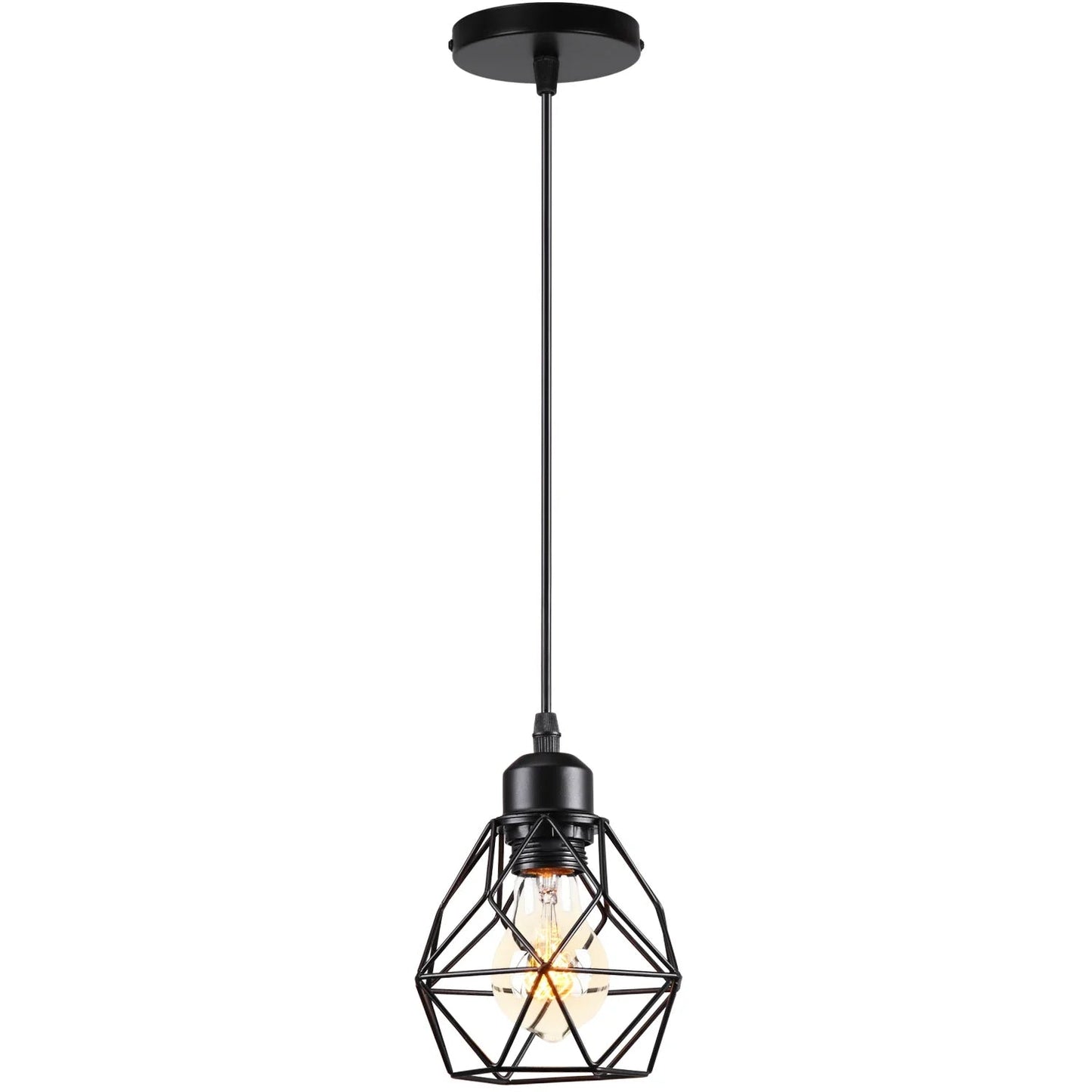 Vintage Black Metal Wire Cage Pendant Light - Decorbites