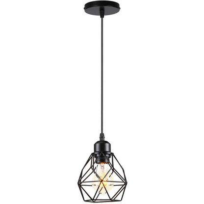 Vintage Black Metal Wire Cage Pendant Light - Decorbites