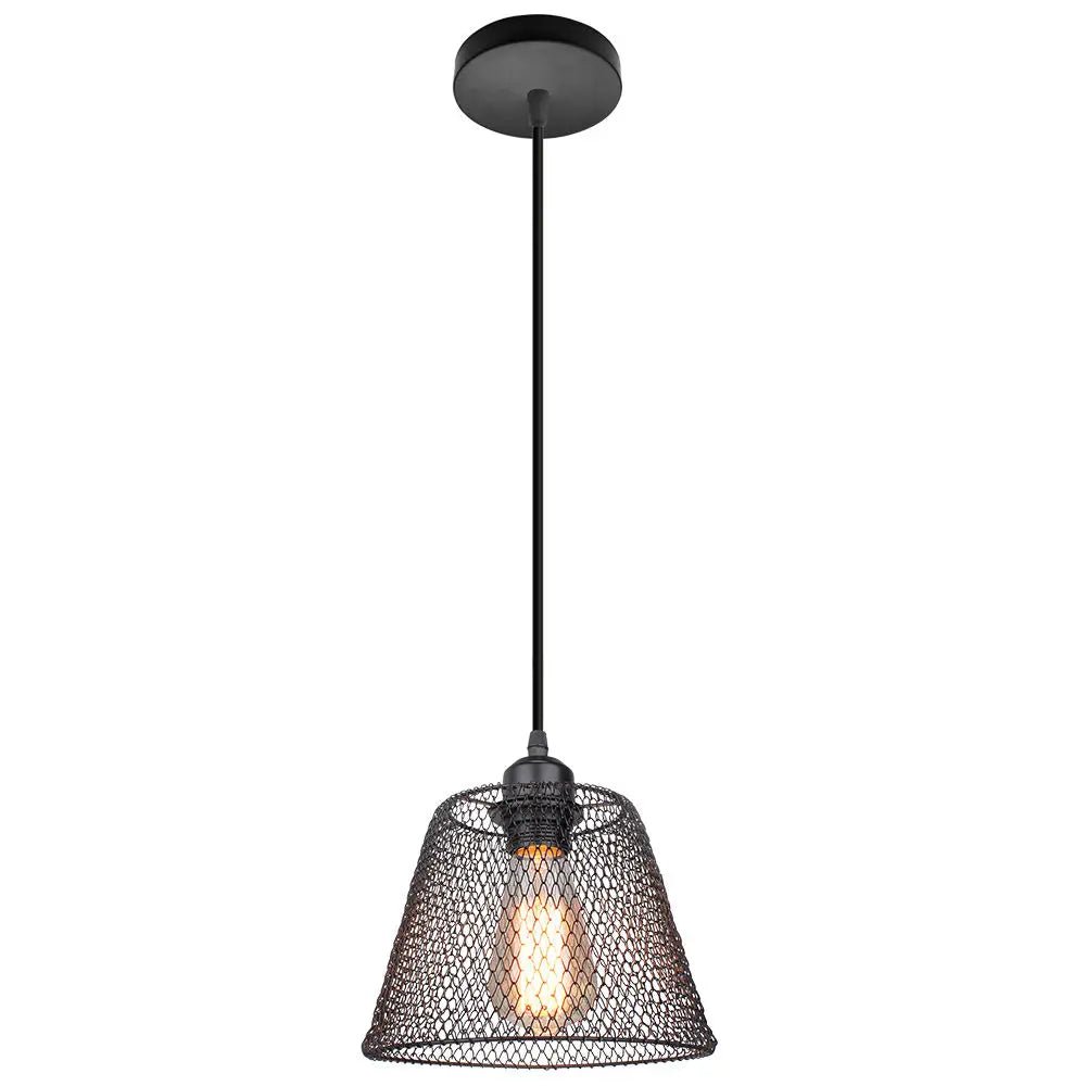 Vintage Black Metal Wire Cage Pendant Light - Decorbites