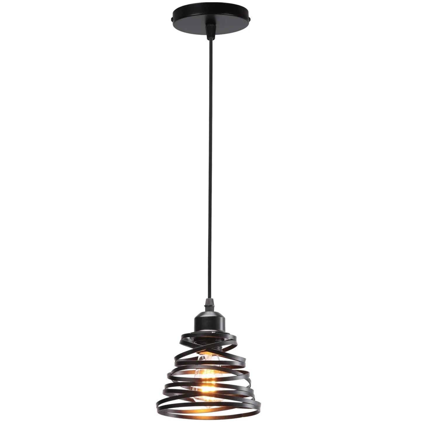 Vintage Black Metal Wire Cage Pendant Light - Decorbites