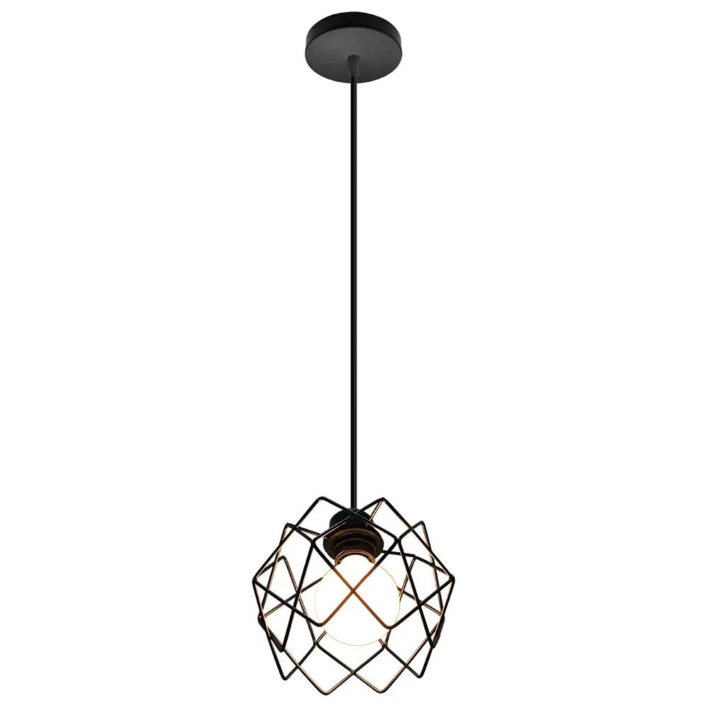 Vintage Black Metal Wire Cage Pendant Light - Decorbites