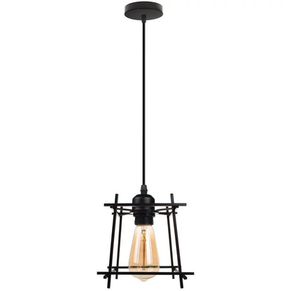 Vintage Black Metal Wire Cage Pendant Light - Decorbites