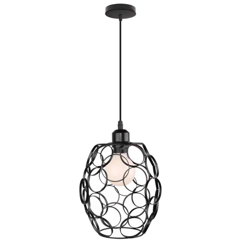 Vintage Black Metal Wire Cage Pendant Light - Decorbites
