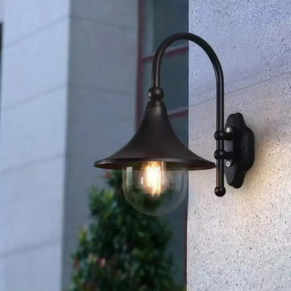 Vintage black outdoor wall lamp decorbites black outdoor wrought iron sconce with clear glass shade and filament bulb