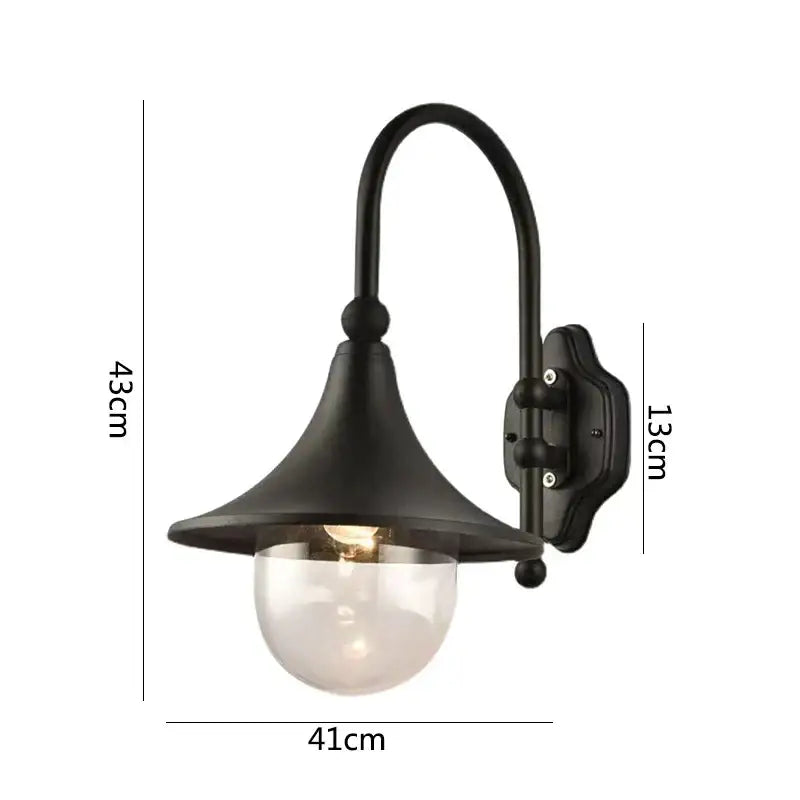 Vintage black outdoor wall lamp decorbites black outdoor wrought iron wall sconce with clear glass bell-shaped shade