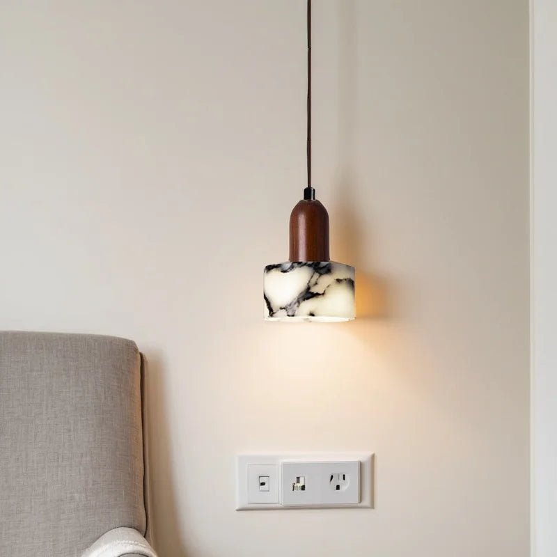 Vintage Black Patterned Marble Pendant Light - Decorbites