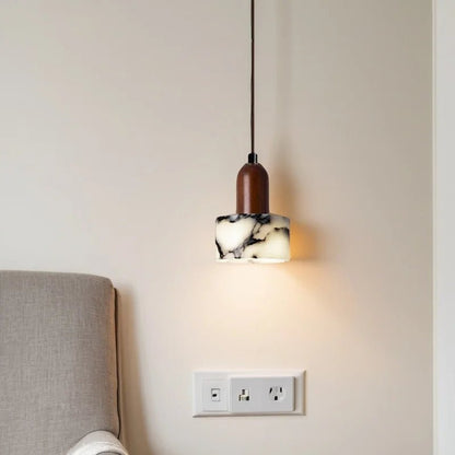 Vintage Black Patterned Marble Pendant Light - Decorbites