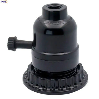 Vintage black plastic e27 socket lamp holder with textured base and side adjustment knob for bedroom use