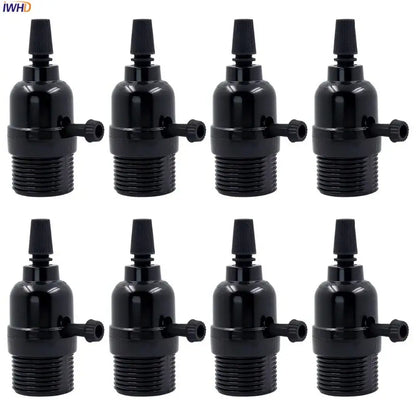 Vintage black plastic e27 socket lamp holder with threaded base and side connectors for bedroom switch use