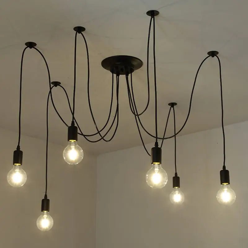 Vintage Black Spider Pendant Chandelier in Iron - Decorbites