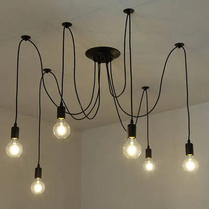 Vintage Black Spider Pendant Chandelier in Iron - Decorbites