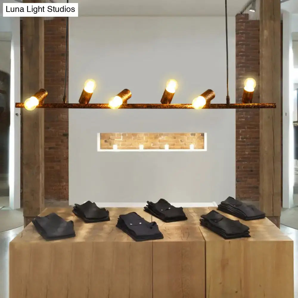 Decorbites vintage linear island pendant light with five warm cylindrical bulbs black white metal 110v-120v 220v-240v