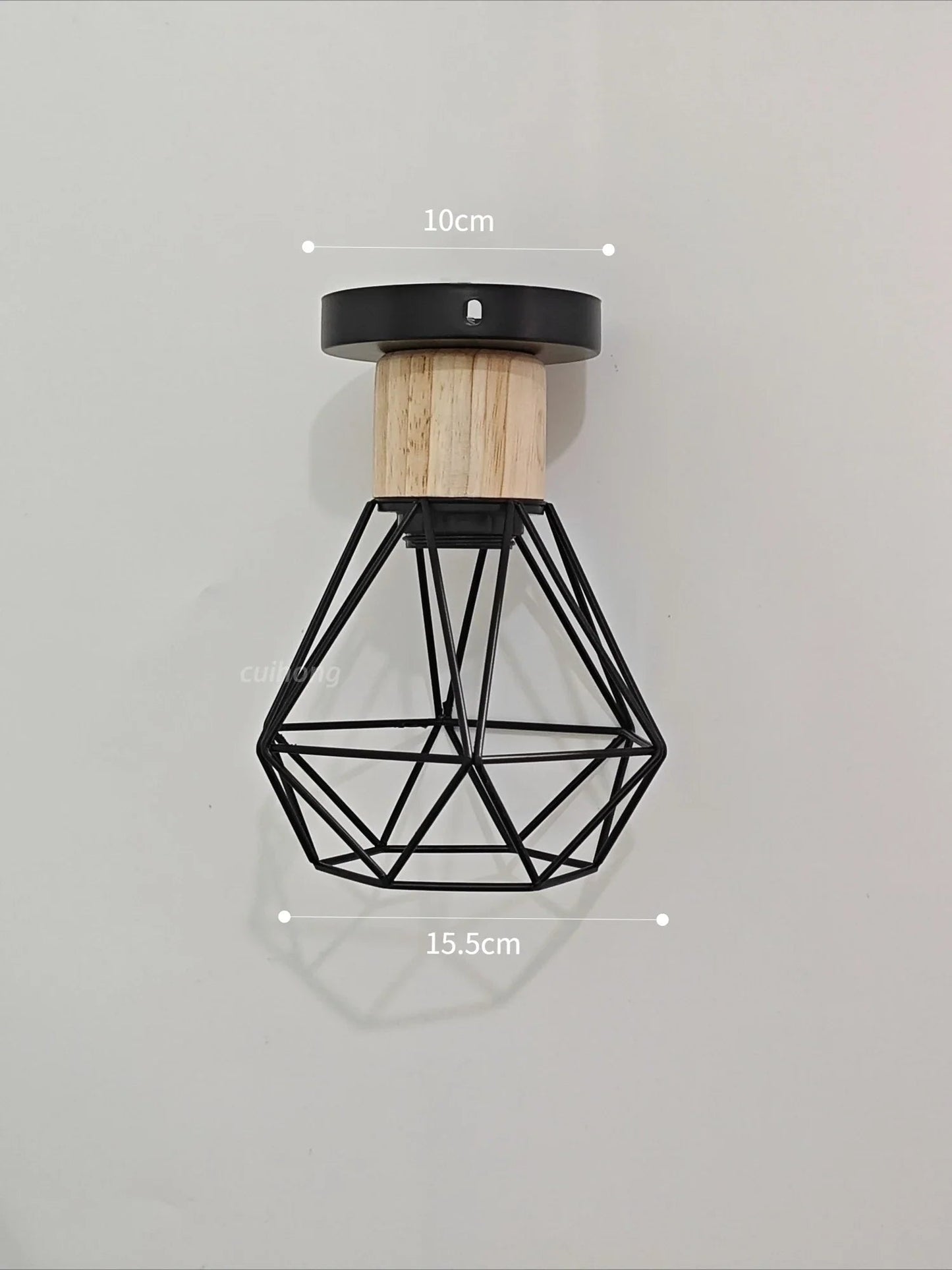 Vintage Black Wood and Iron Cage Pendant Light - Decorbites