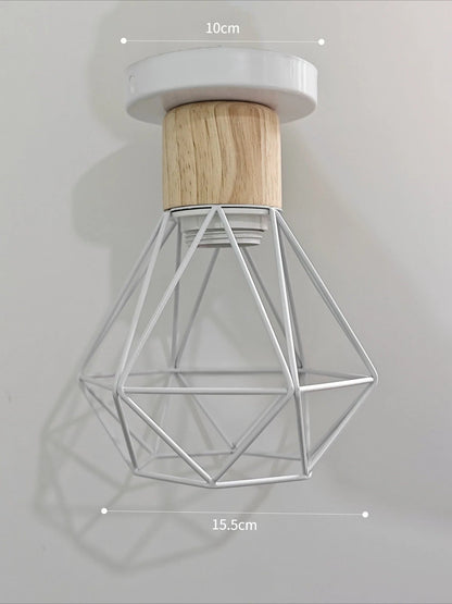Vintage Black Wood and Iron Cage Pendant Light - Decorbites
