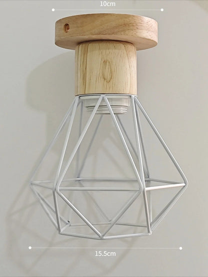 Vintage Black Wood and Iron Cage Pendant Light - Decorbites