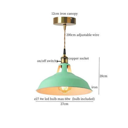 A mint green vintage blue iron art pendant light with brass canopy and adjustable wire suspension for kitchen decorbites pendant light