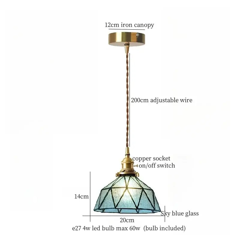 Vintage blue and white ceramic led pendant light with a 12cm iron canopy and twisted copper wire suspension for dining room decorbites ceramic led pendant