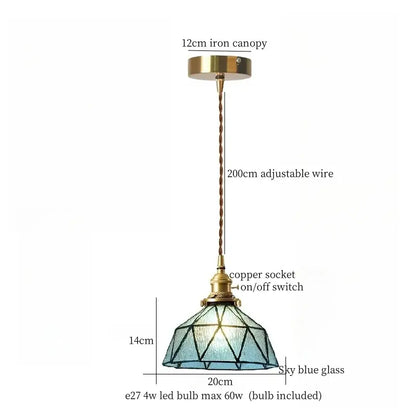 Vintage blue and white ceramic led pendant light with a 12cm iron canopy and twisted copper wire suspension for dining room decorbites ceramic led pendant