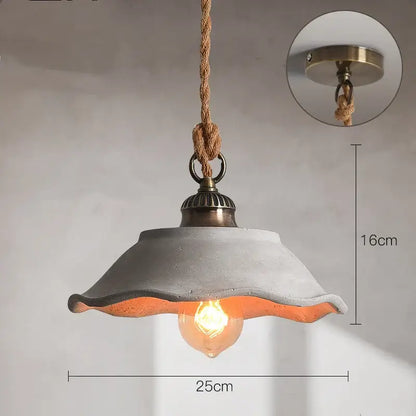 Concrete pendant light with textured grayish-white shade and orange glow for decorbites ceramic vintage hanging decor