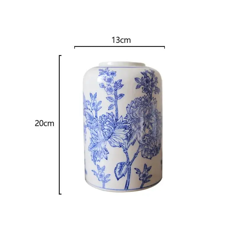 White ceramic vintage porcelain vase with intricate blue floral patterns 20cm height for living room decorbites blue white porcelain