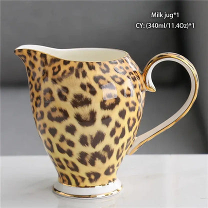 Vintage bone china milk jug with bold leopard print and gold trim for elegant dining room decorbites bone china creamer