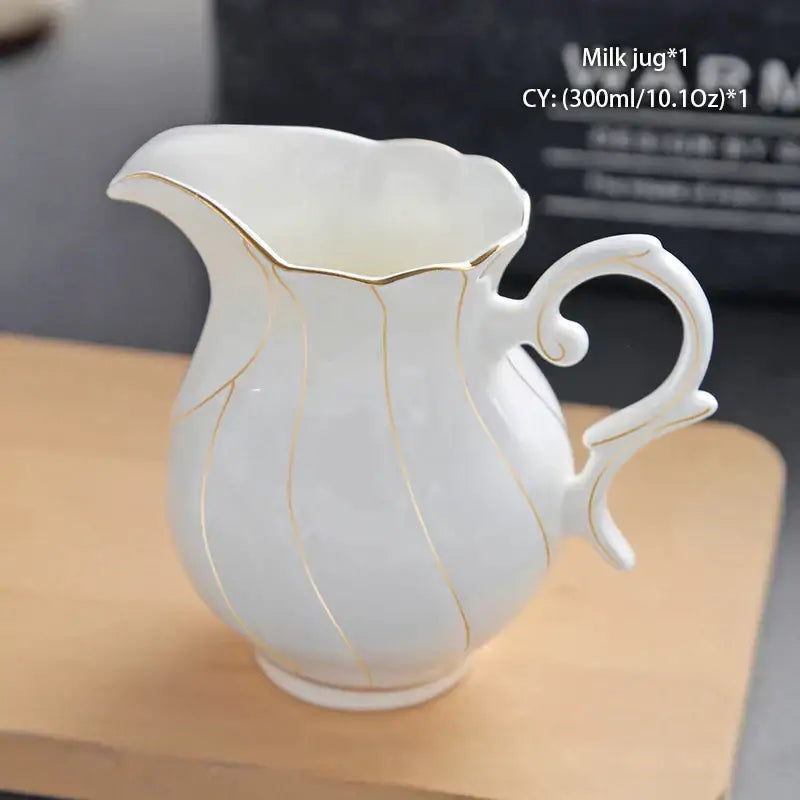 Vintage bone china milk jug white with gold trim featuring a nautical map design for dining room decorbites bone china