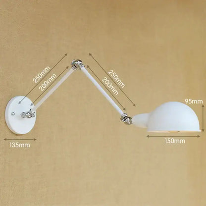 White adjustable long arm wall light with chrome joints and frosted glass dome for decorbites adjustable long arm decor