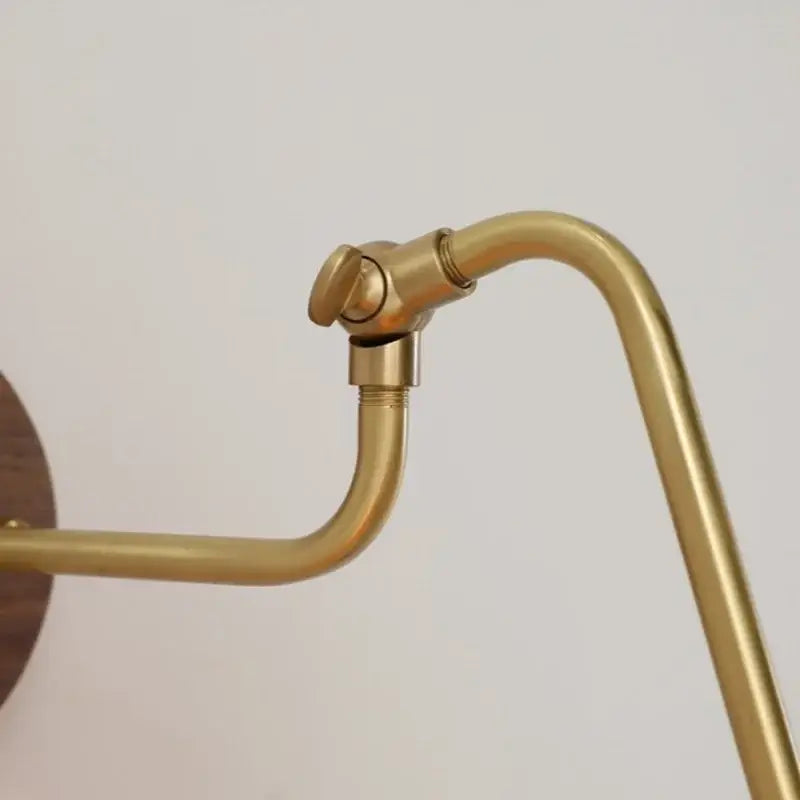 Vintage brass amber glass led wall lights pull chain bedroom sconce with brass-finished adjustable curved arm and pivot
