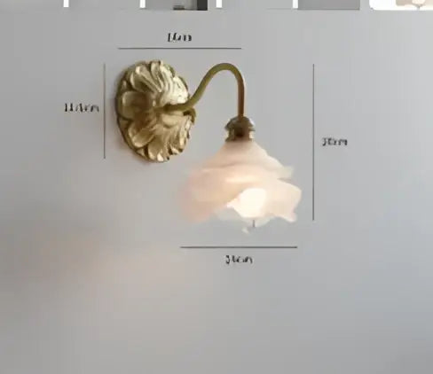 Antique brass led wall lamp with delicate frosted glass shade vintage bedroom sconce vintage brass and amber glass led wall lamp