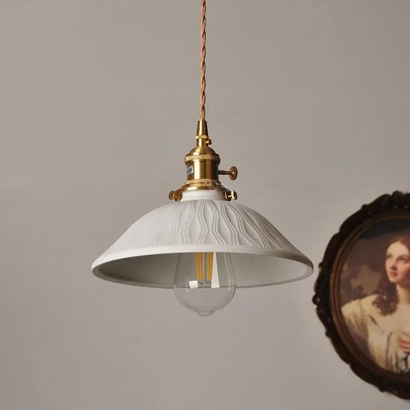 White ceramic pendant light with vintage brass fixture and twisted copper cord for kitchen decorbites copper ceramic led lighting