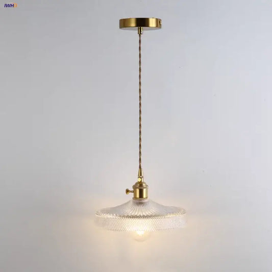 Vintage brass pendant light with a clear glass led textured shade and twisted cord for kitchen decorbites clear glass decor