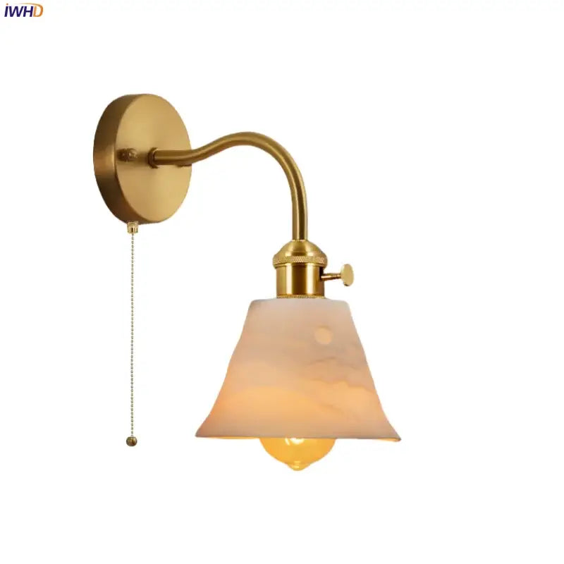 Vintage brass wall sconce with frosted bell-shaped glass shade for decorbites ceramic led wall bedroom decor