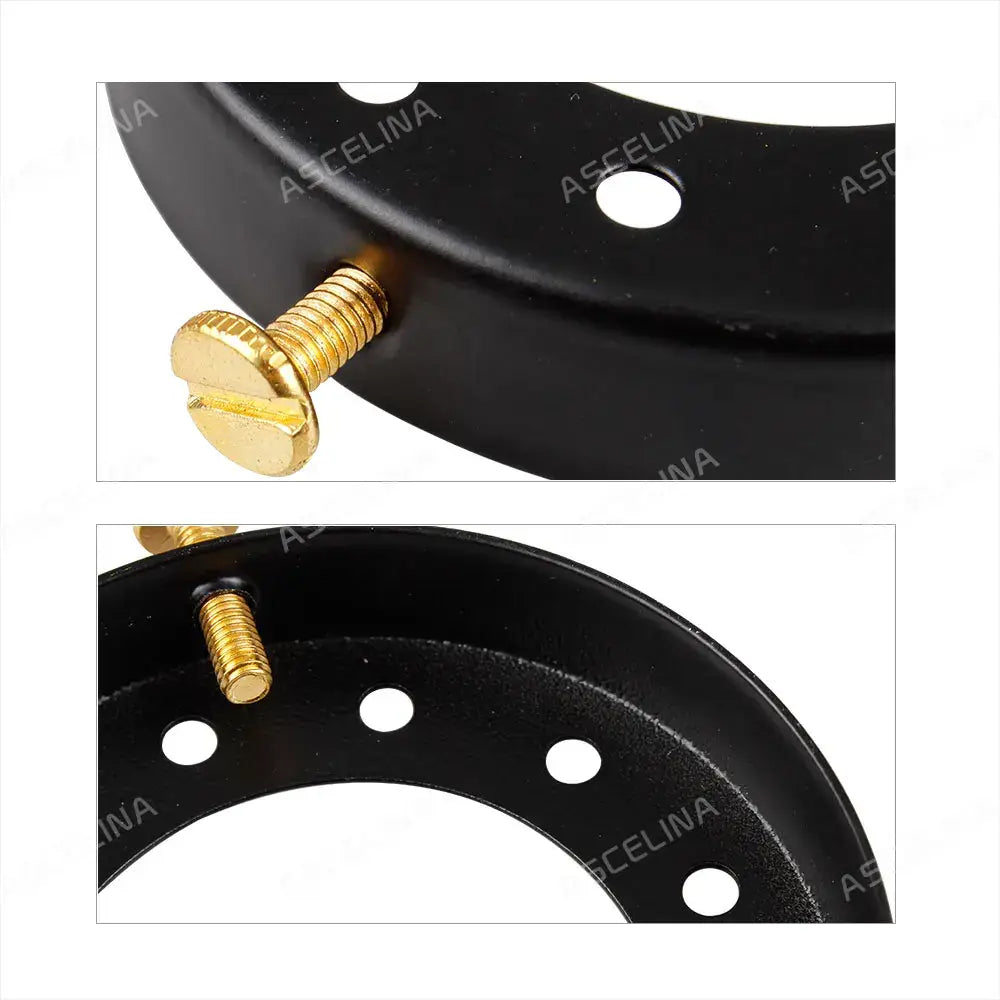 Black circular metal lamp holder mounting ring with gold-colored threaded screws for decorbites brass chandelier lamp set