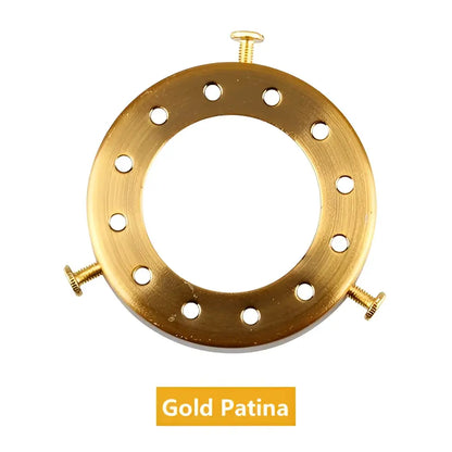 Gold patina brass chandelier lamp holder with evenly spaced holes and three screws for vintage dining room decorbites decor