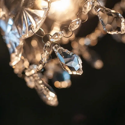 Clear faceted teardrop crystal glass led pendant light with vintage brass chain for dining room decorbites decor