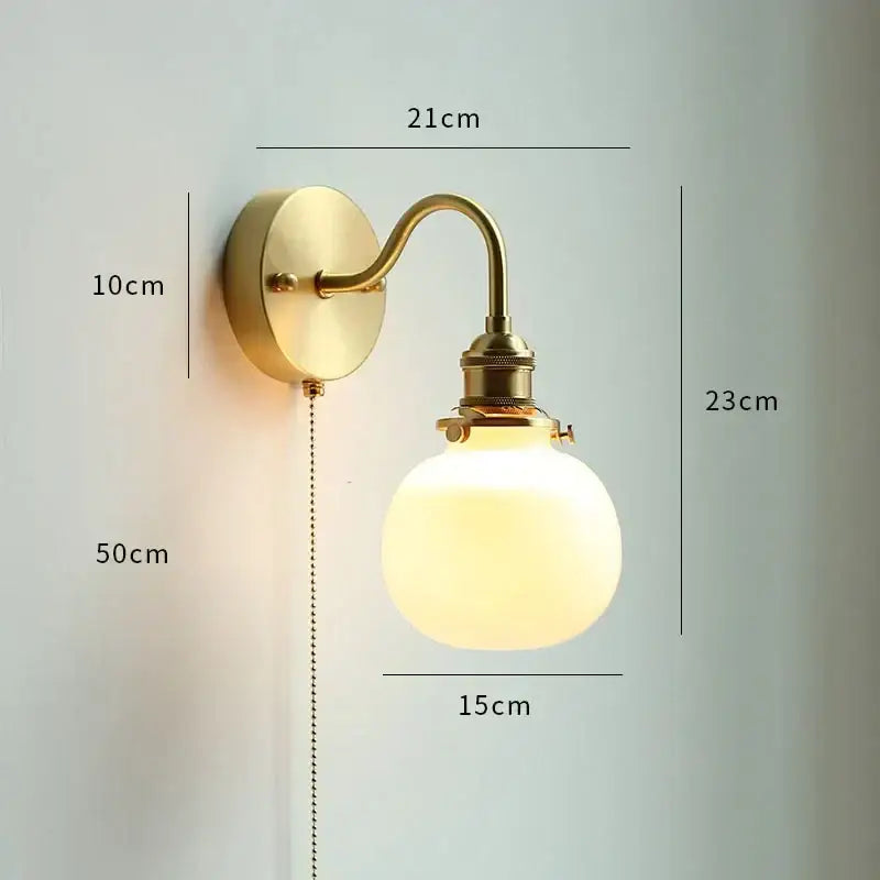 Vintage brass floral glass led wall sconce with frosted globe and curved arm for glass led bathroom decorbites lighting