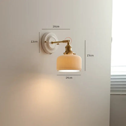 Vintage brass globe wall sconce with cream ribbed glass lampshade and brass-finished metal arm decorbites copper arm led