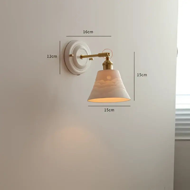 White ceramic wall sconce with brass-finished arm and cloud motif shade for vintage brass globe bedroom decorbites copper arm led