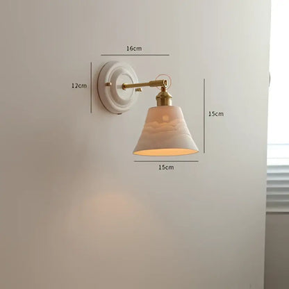 White ceramic wall sconce with brass-finished arm and cloud motif shade for vintage brass globe bedroom decorbites copper arm led