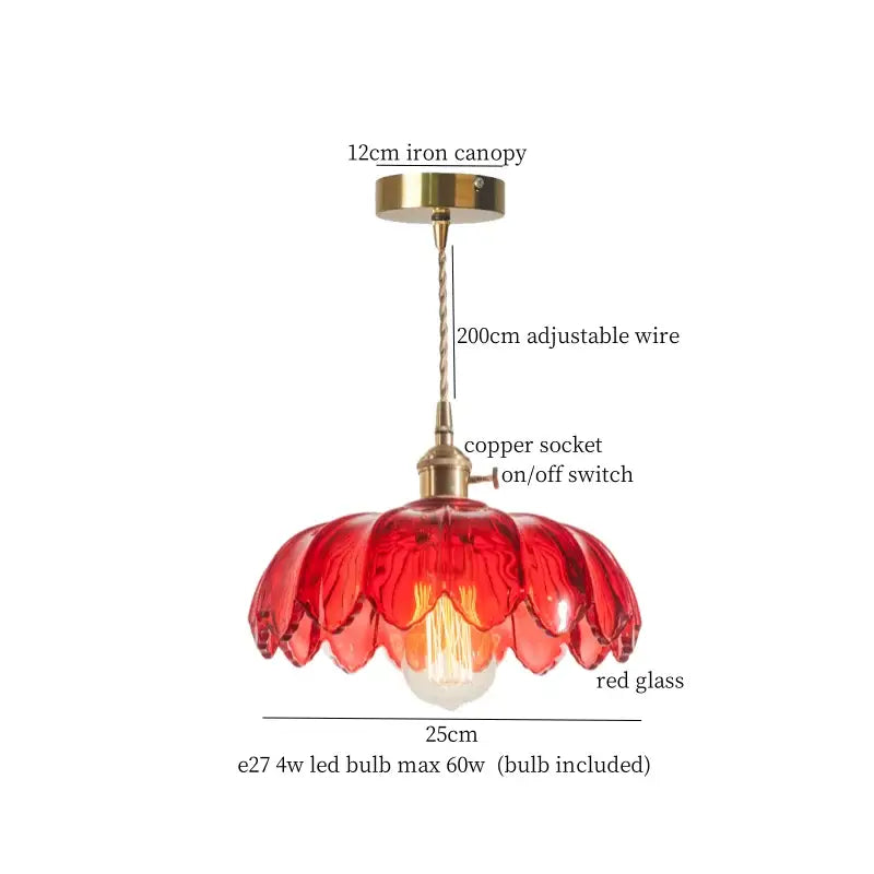 A vibrant red glass pendant light with floral design brass pleated led and iron canopy for dining room decorbites brass pleated pendant lights