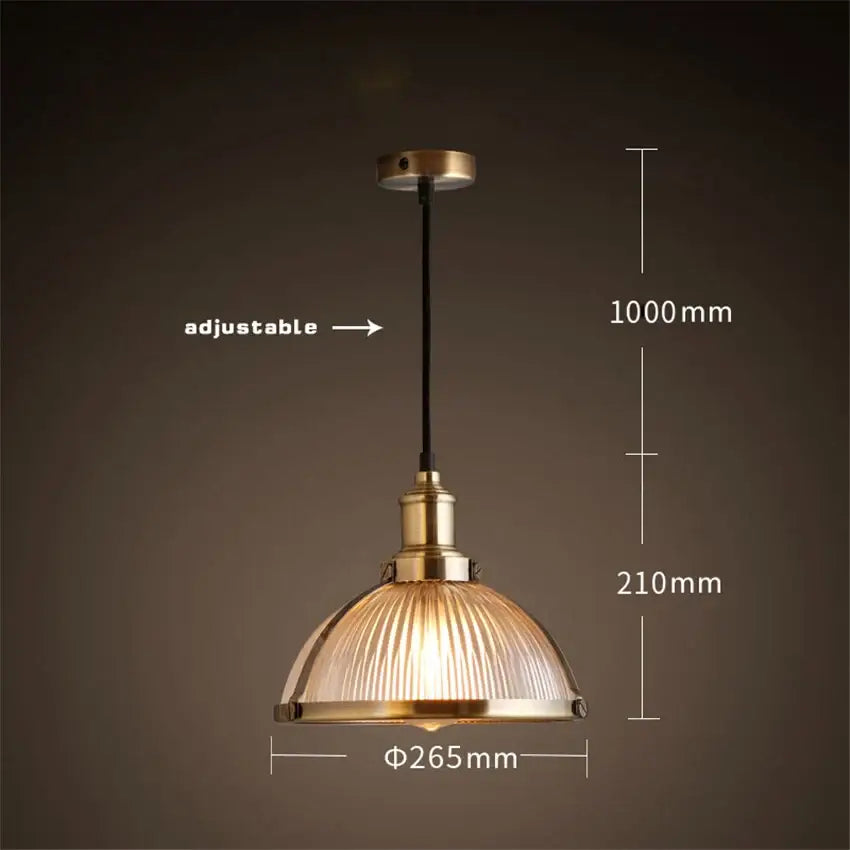 Vintage brass ribbed glass pendant light featuring a translucent glass pendant for stylish living room lighting