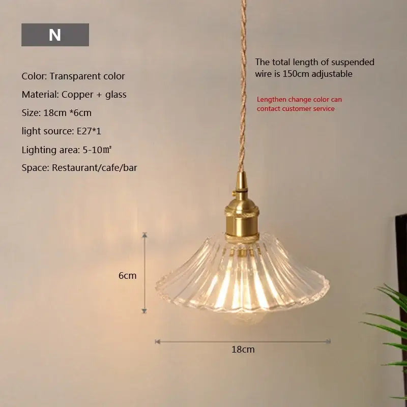 Vintage brown and polished chrome glass pendant light with fluted design and brass copper hardware for dining room