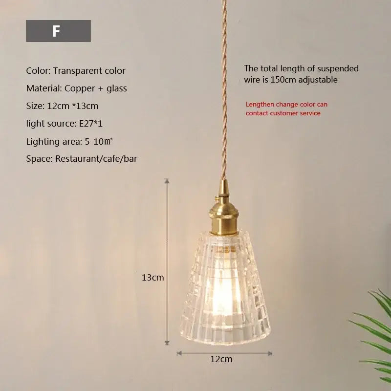 Vintage brown and polished chrome glass pendant light with brass fixture and adjustable copper wire suspension for dining room