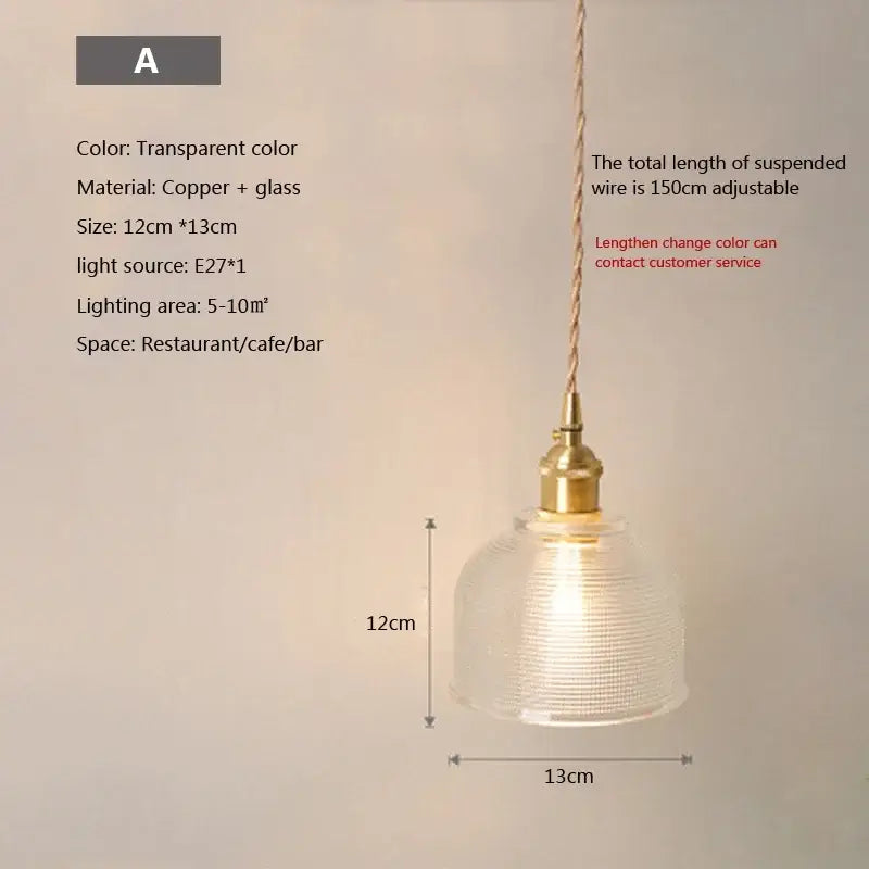 Vintage brown glass pendant light with copper metal fixture and textured ribbed glass pendant for dining room use